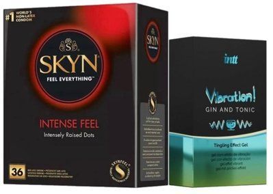 Набор из SKYN Intense Feel (36 шт) + Жидкий вибратор Intt Vibration Gin Tonic (15 мл) SOS9831 фото