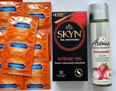 Набір 20 шт SKYN Intense Feel - Pasante Warming + System JO Aromatix Strawberry 120 мл SOS1672 фото