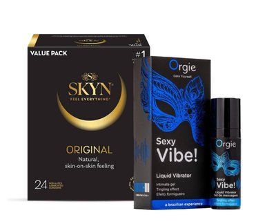 SKYN ORIGINAL &ndash; 24 шт та Рідкий ORGIE SEXY VIBE для чутливих, 15 мл SOS827 фото