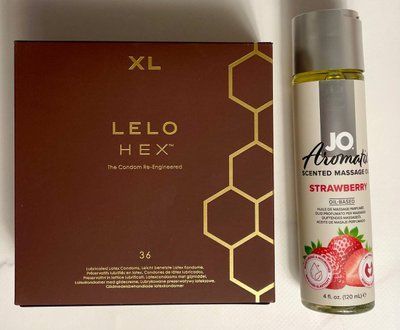 Комплект LELO HEX Respect XL 36 Pack + System JO Aromatix &mdash; Massage Oil &mdash; Strawberry 120 мл SOS1622 фото