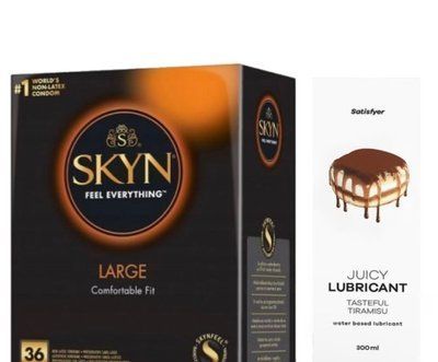 Набір Лубрикант Satisfyer Tasteful Tiramisu 300 мл + SKYN Large 36 шт. SOS12842 фото