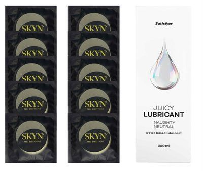 Комплект SKYN Pina Colada 10 шт. + Лубрикант Satisfyer Juicy Lubricant Naughty Neutral 300 мл SOS12542 фото