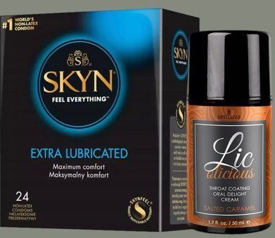 Набір SKYN Extra Lube 24 шт + Гель Sensuva - Lic-o-licious Salted Caramel (50 мл) SOS5839 фото