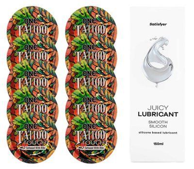Комплект ONE Tattoo Touch 10 шт. + Лубрикант Satisfyer Juicy Lubricant Smooth Silicon (150 мл) SOS12190 фото