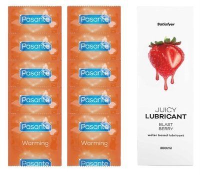 Комплект Pasante Warming 10шт. + Лубрикант Satisfyer Juicy Lubricant Blast Berry 300 мл SOS11590 фото