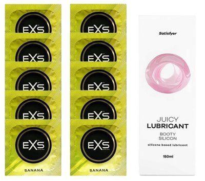 Комплект: з EXS Banana 10 шт + Лубрикант Satisfyer Booty Silicon silicone based 150 мл SOS11335 фото