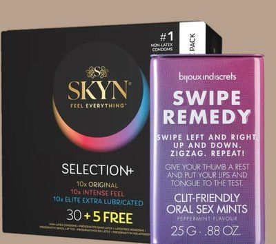 Комплект Skyn ​​Selection 30 шт + 5 из 5 Senses , 35 шт + Мятные конфеты Bijoux Indiscrets Swipe Remedy clitherapy oral sex mints SOS5539 фото