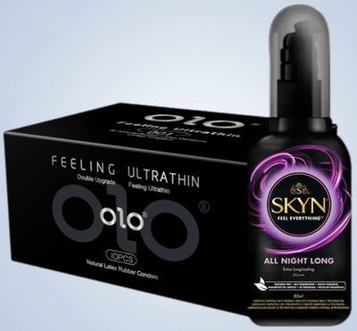 Набір OLO - ультратонкі -001 ( 10 штук) + Лубрикант SKYN ALL NIGHT LONG, 80 мл SOS4567 фото