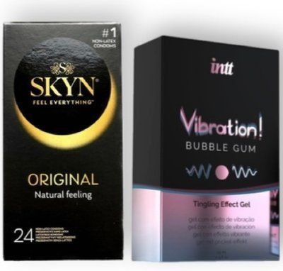 SKYN ORIGINAL 24 шт + Intt Vibration Bubble Gum (15 мл) SOS6876 фото