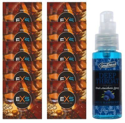 EXS CRAZY COLA 10 шт + Doc Johnson DeepThroat &ndash; Blue Raspberry (59 мл) SOS14093 фото