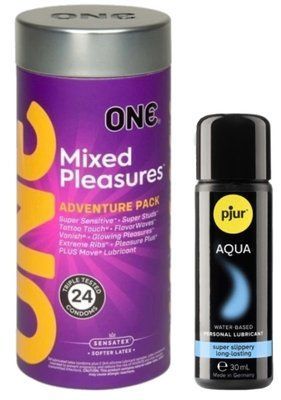 Комплект ONE Mixed Pleasures 24 шт + Pjur Aqua 30 мл SOS12993 фото