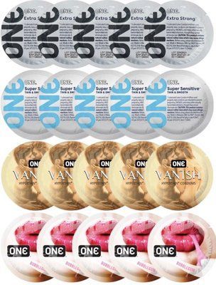 Набір з 20 шт ONE Extra strong + 𝐎𝐍𝐄 𝐒𝐮𝐩𝐞𝐫 𝐒𝐞𝐧𝐬𝐢𝐭𝐢𝐯𝐞 + ONE Vanish + 𝐎𝐍𝐄 𝐅𝐥𝐚𝐯𝐨𝐫𝐖𝐚𝐯𝐞𝐬 - Bubblegum SOS8171 фото