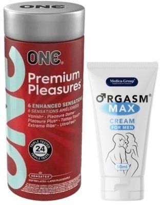 Набор из 24 шт ONE Premium Pleasures + Пролонгатор Medica-Group Orgasm Max for Men - krem ​​50 ml SOS9372 фото