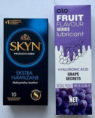 Набір SKYN Extra Lube 10 шт + Гель-лубрикант виноград 120 мл OLO SOS3724 фото