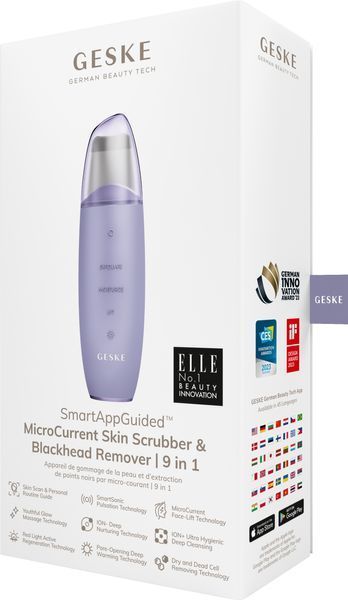 Мікрострумовий скрабер для шкіри та усунення чорних точок GESKE MicroCurrent Skin Scrubber&Blackhead Remover 9в1 purple HB0145 фото
