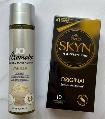 Комплект SKYN Original 10 шт + Натуральна масажна олія System JO Aromatix 120 мл SOS1180 фото