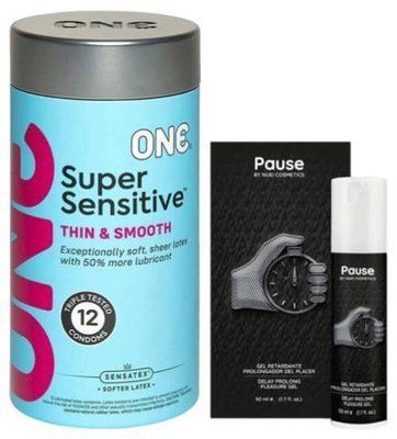 Набор из ONE Super Sensitive Pack 12 шт + Пролонгатор PAUSE, 50 мл Nuei SOS9422 фото