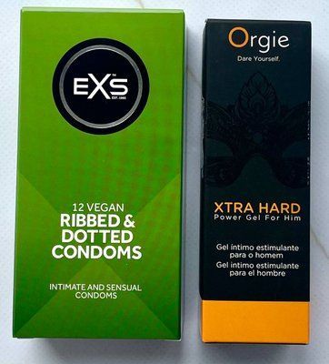 Комплект EXS Ribbed & Dotted 12 шт - Гель для стимуляції Orgie Xtra Hard Power Gel For Him, 50 мл SOS3624 фото