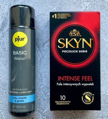 Набір SKYN Intense Feel 10 шт - Лубрикант pjur Basic waterbased 100 мл SOS2624 фото