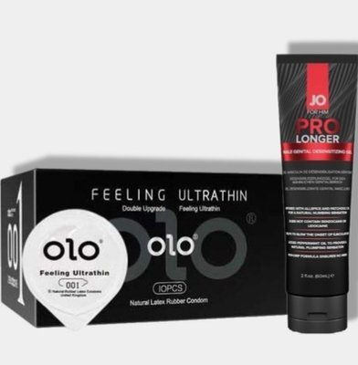 OLO 0.01 Feeling Ultrathin Black 10 шт + Пролонгатор System JO Prolonger Gel (60 мл) SOS5897 фото