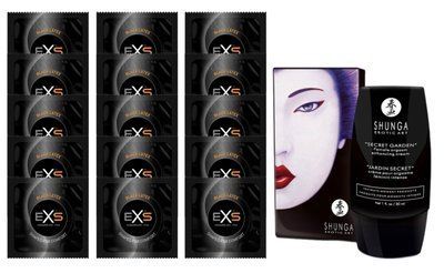 Комплект EXS Black Latex 15 шт + Shunga Secret Garden Clitoral Gel 30 мл SOS14642 фото