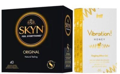 SKYN ORIGINAL 40 шт + Intt Vibration Honey (15 мл) SOS7077 фото