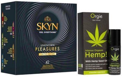 Набор из SKYN Pleasures (42 шт) + Жидкий вибратор Intense Orgasm Hemp! (15 мл) от ORGIE SOS10032 фото