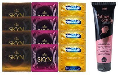 Комплект: Лубрикант Intt Cotton Candy (100мл) + 8 шт. SKYN+4 шт. Pasante Naturelle SOS10434 фото