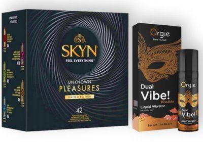 SKYN Pleasures, 42 шт + DUAL VIBE!, 15 мл Orgie Sex on the beach SOS6927 фото