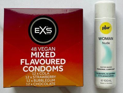 Комплект EXS Mixed Flavoured 48 шт + Лубрикант pjur Woman Nude, 100 мл SOS3224 фото