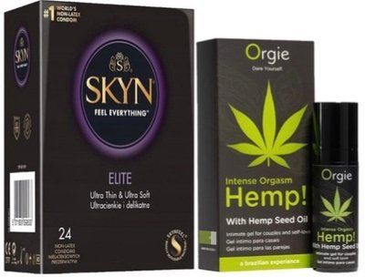 Набор из SKYN Elite (24 шт) + Жидкий вибратор Intense Orgasm Hemp! (15 мл) от ORGIE SOS10132 фото
