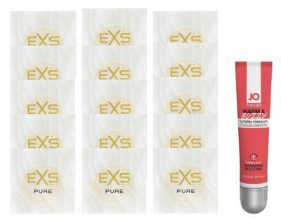 Комплект EXS Pure15 шт + System JO WARM & BUZZY, 10 мл SOS14824 фото
