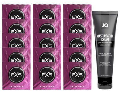 Комплект EXS Extra Thick 15 шт + JO Masturbation Cream SOS14736 фото