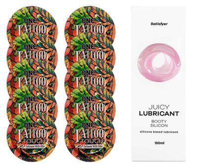 Комплект ONE Tattoo Touch 10 шт. + Лубрикант Satisfyer Juicy Lubricant Booty Silicon (150 мл) SOS12191 фото