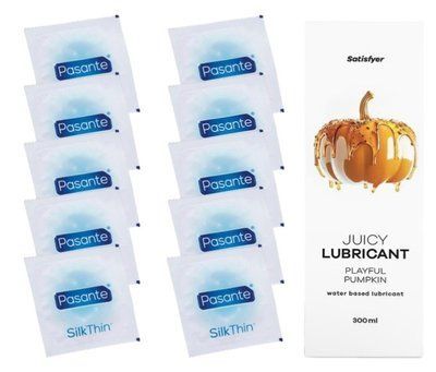 Комплект Pasante Silk 10 шт. + Лубрикант Satisfyer Juicy Lubricant Playful Pumpkin 300 мл SOS11541 фото