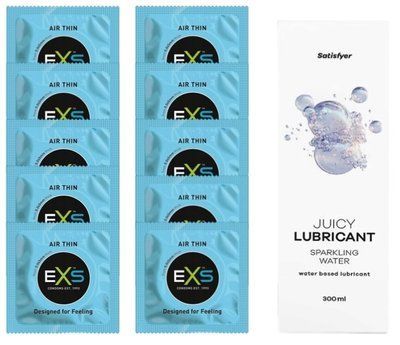 Набір: EXS Air Thin 10 шт. + Лубрикант Satisfyer Sparkling Water 300 мл SOS11185 фото