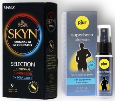 Набор из SKYN Selection (9 шт) + Пролонгатор pjur Superhero Ultimate Spray (20 мл) SOS8872 фото