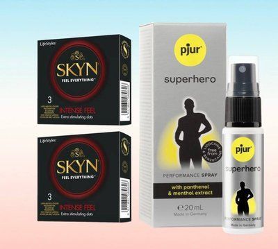 SKYN Intense Feel 6 шт. та спрей pjur Superhero 20 мл SOS6345 фото