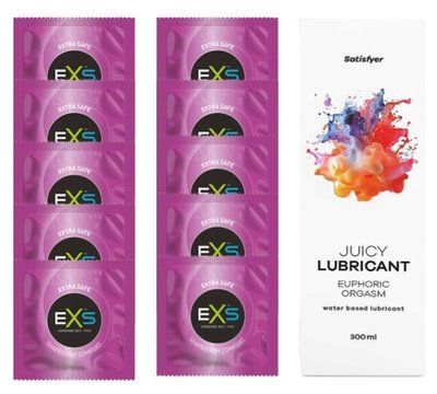 Комплект: EXS EXTRA SAFE 10 шт. + Лубрикант Satisfyer Euphoric Orgasm 300 мл SOS11489 фото