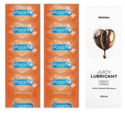 Комплект Pasante Warming 10шт. + Лубрикант Satisfyer Juicy Lubricant Crazy Crave 300 мл SOS11591 фото