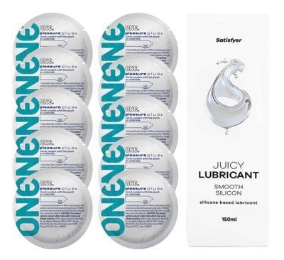 Комплект 𝐎𝐍𝐄 𝐏𝐥𝐮𝐬 10 шт. + Лубрикант Satisfyer Juicy Lubricant Smooth Silicon (150 мл) SOS12341 фото