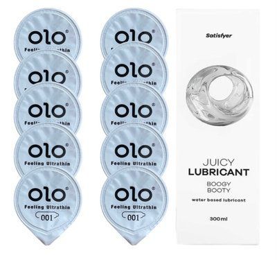 OLO Feeling Ultrathin 10 шт. + Лубрикант Satisfyer Boogy Booty 300 мл SOS12493 фото