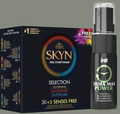 Набор Skyn ​​Selection 30 шт + 5 из 5 Senses + Пролонгатор Intt Dura Max Power (12 мл) SOS4961 фото