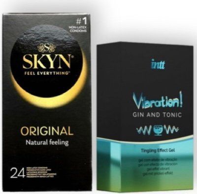 SKYN ORIGINAL 24 шт + Intt Vibration Gin Tonic (15 мл) SOS6877 фото