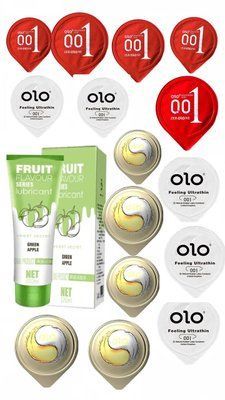 Набір All OLO Ultrathin 15 шт та Лубрикант OLO SWEET SECRET з ароматом яблука 120ml SOS279 фото