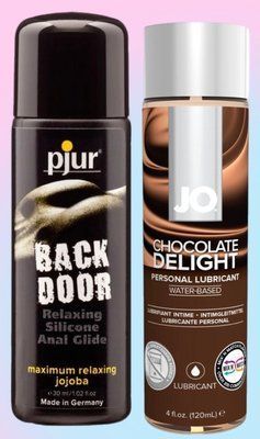 Набір лубрикантів pjur backdoor anal Relaxing jojoba silicone 30 мл + System JO Chocolate Delight (120 мл) LB731 фото