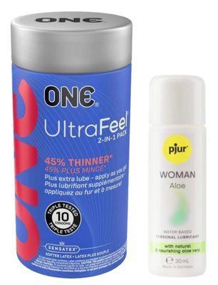 Набор ONE UltraFeel 10 шт + Pjur Woman Aloe 30 мл SOS13094 фото
