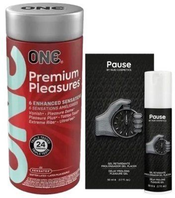 Набор из 24 шт ONE Premium Pleasures + Пролонгатор PAUSE, 50 мл Nuei SOS9373 фото
