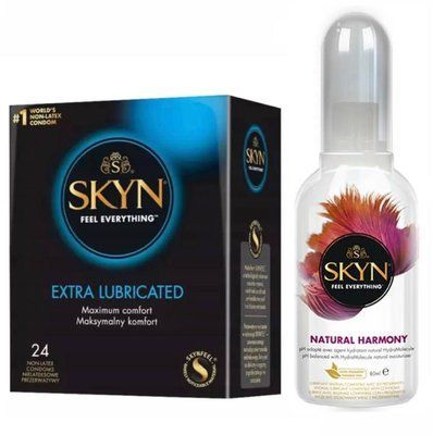 Набір SKYN Extra Lube 24 шт та Лубрикант Skyn Natural Harmony 80 мл SK126 фото