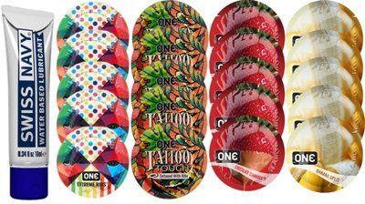 Набор из Swiss Navy Water-Based 10 мл + ONERibs + ONE Vanish + ONEChocolateStrawberry + ONEBanana SOS8523 фото